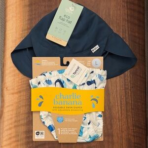 NWT - Navy Eco Flap Hat and Reusable Swim Diaper Set